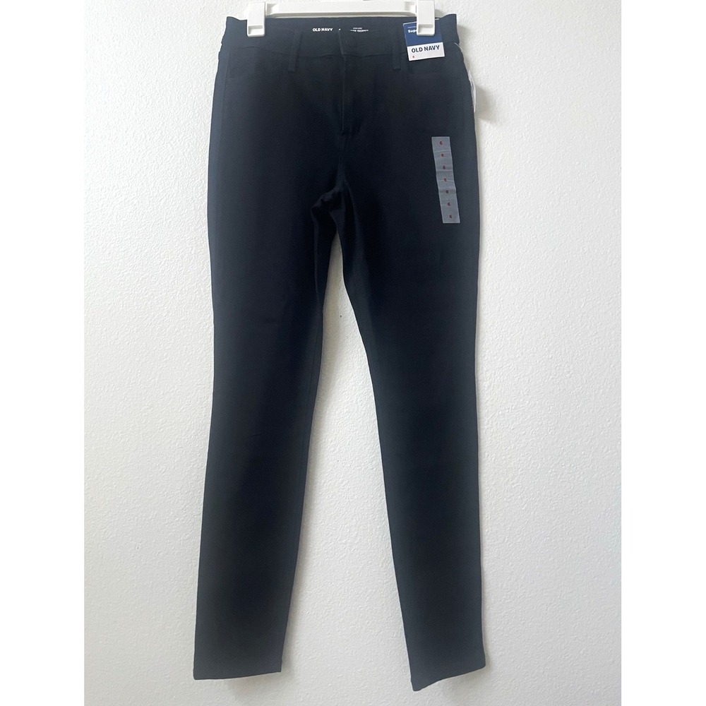 Old Navy Women's Black High Rise Skinny Denim Jeans Solid 5-Pocket Size 6